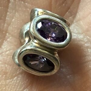 Authentic Retired Pandora Sterling Silver Charm with Amethyst Stones